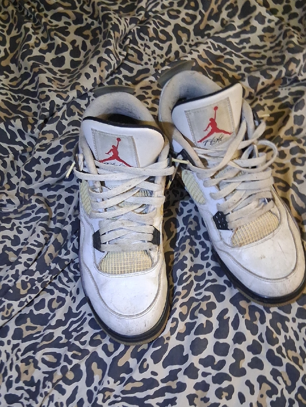 Jordan 4  Cement White and Red Jumpman Retro Sneakers